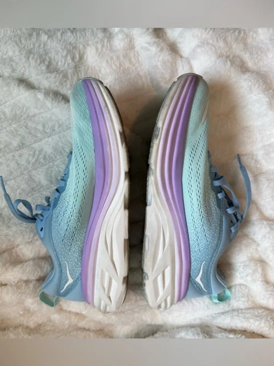 Hoka Womens Bondi 8 Running Shoes Size 7.5B Blue Lavender Gradient lightweight - Picture 3 of 7